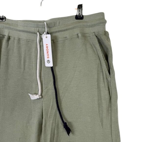 NEW! Sundry Thermal Sweatpants Pistachio Green Ombre Tie Waist Size Medium (2) - Picture 2 of 10